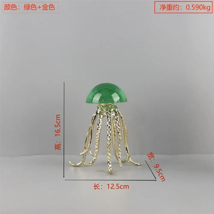 Modern blue & green crystal jellyfish sculpture living room decor