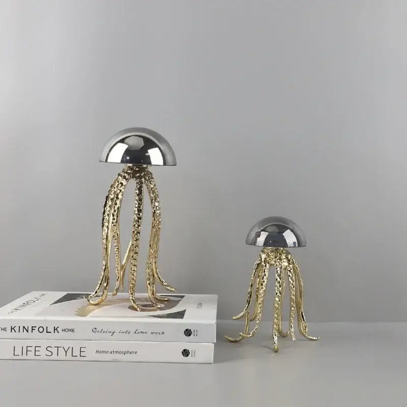 Modern blue & green crystal jellyfish sculpture living room decor