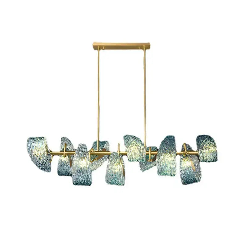 Modern blue & green glass chandelier dining room light