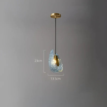 Modern blue & green glass chandelier dining room light