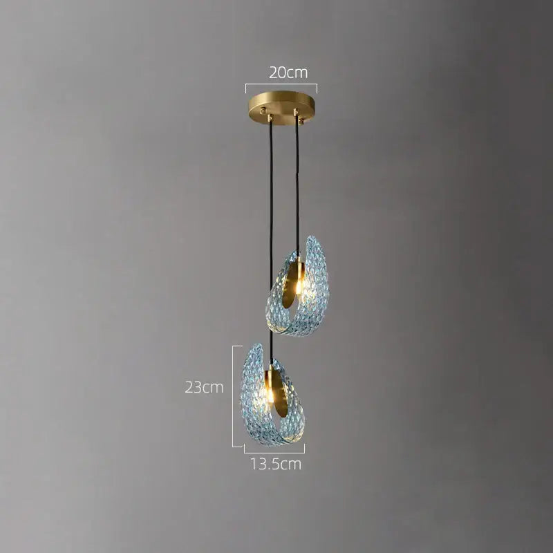 Modern blue & green glass chandelier dining room light