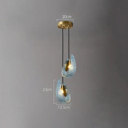 Modern blue & green glass chandelier dining room light