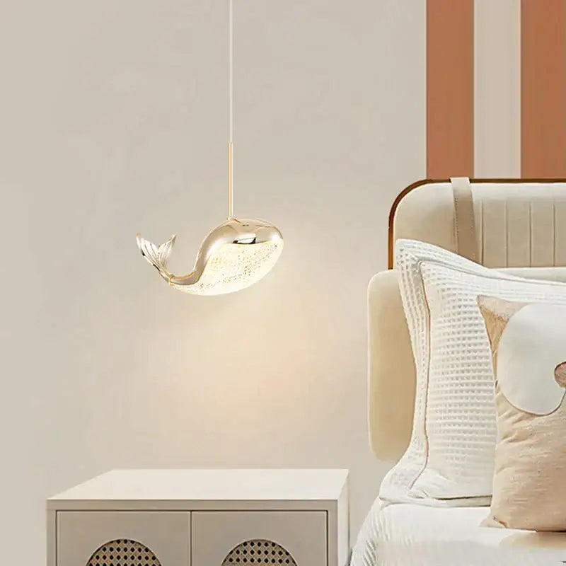 Modern blue green & gold dolphin chandelier bedroom light