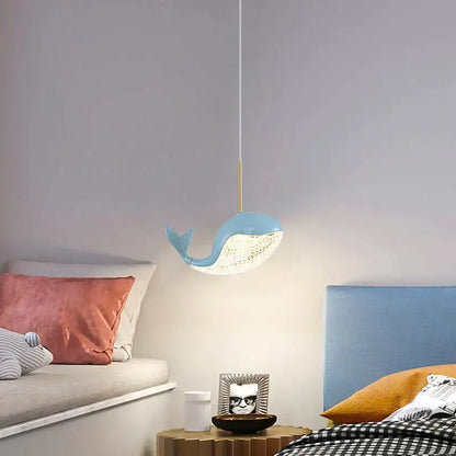 Modern blue green & gold dolphin chandelier bedroom light