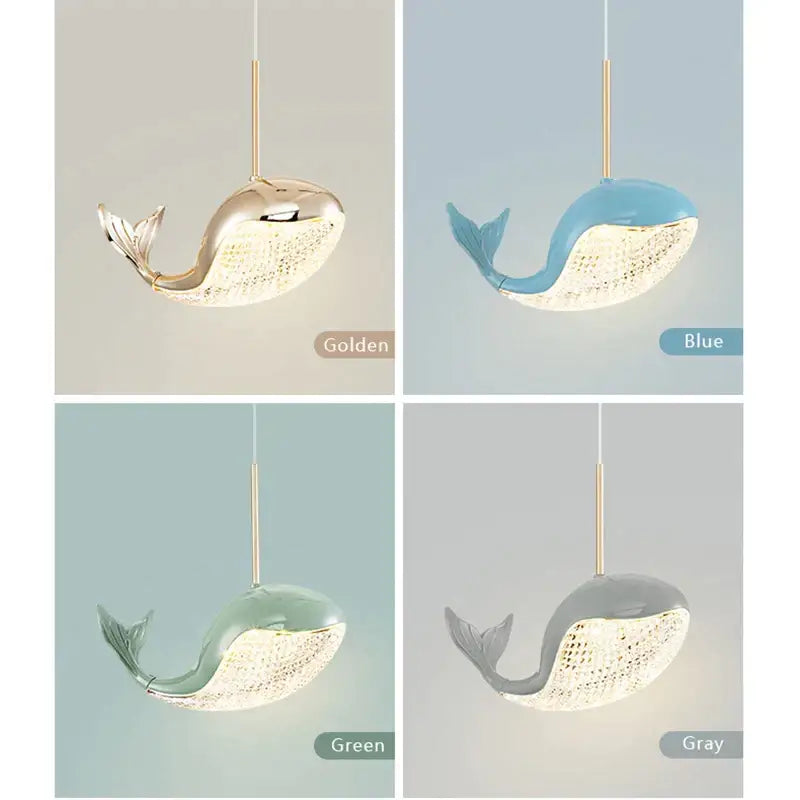 Modern blue green & gold dolphin chandelier bedroom light