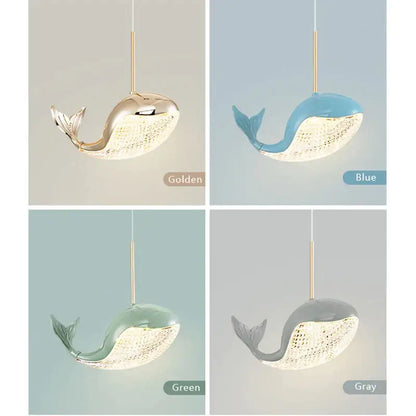 Modern blue green & gold dolphin chandelier bedroom light