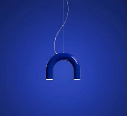 Modern blue metal arch chandelier – kitchen pendant light