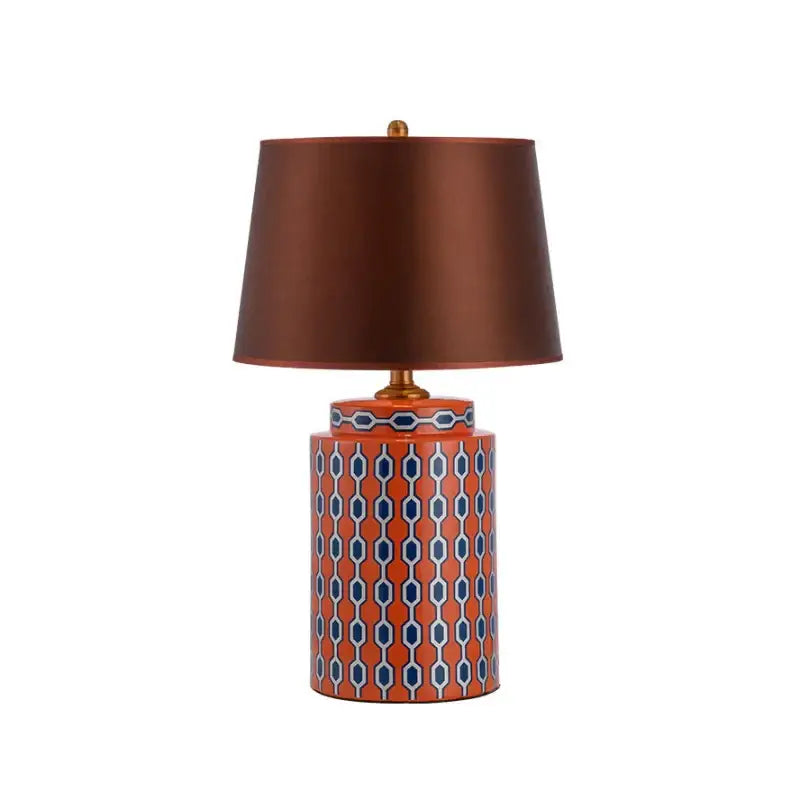 Modern blue & orange ceramic table lamp bedroom desk light