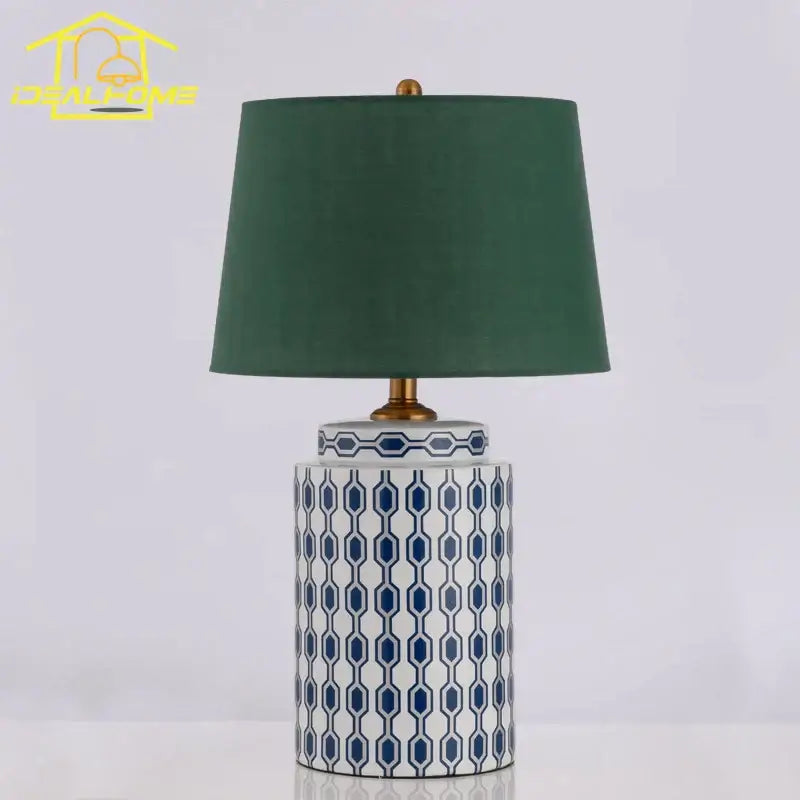 Modern blue & orange ceramic table lamp bedroom desk light