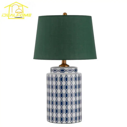 Modern blue & orange ceramic table lamp bedroom desk light