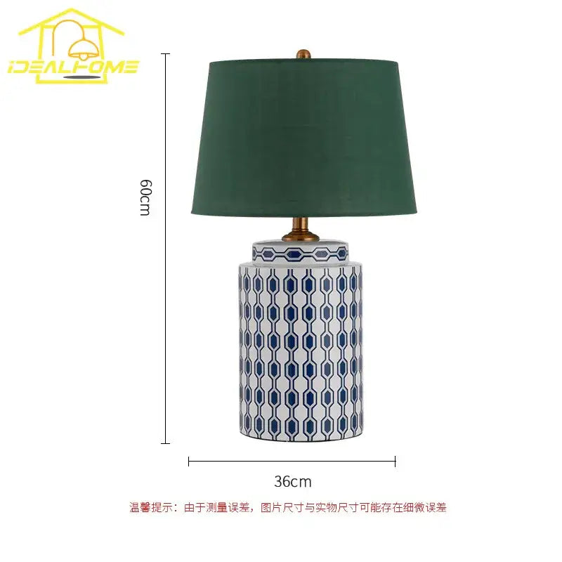 Modern blue & orange ceramic table lamp bedroom desk light