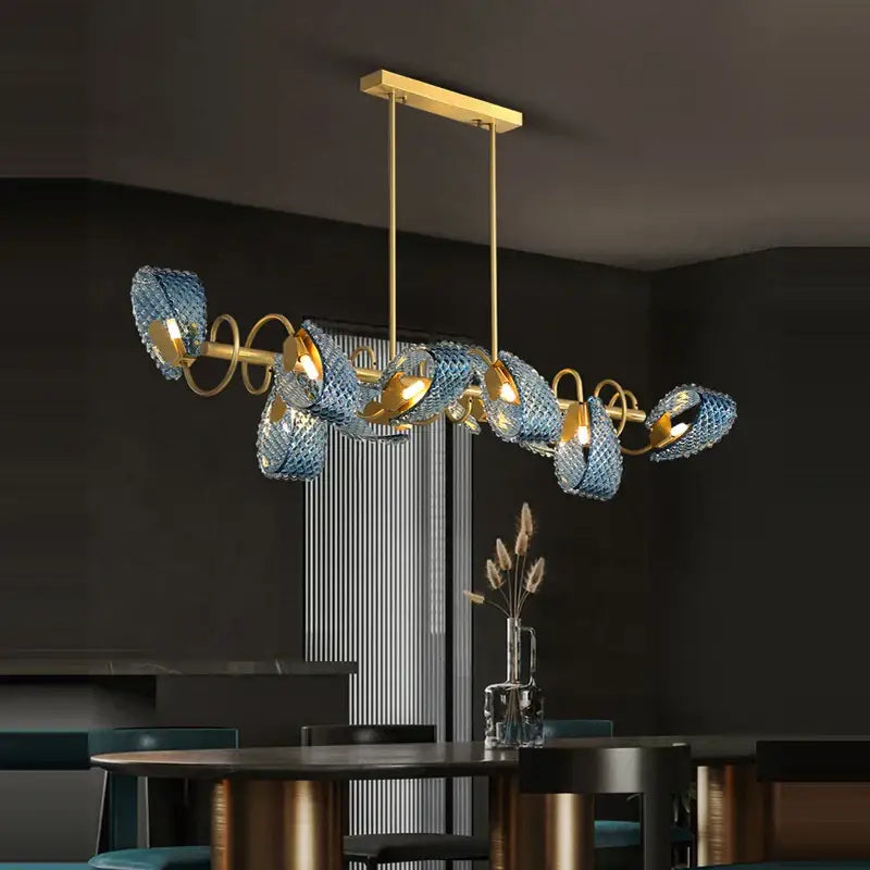 Modern blue queen crystal glass chandelier living room light