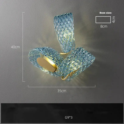Modern blue queen crystal glass petal chandelier for bedroom