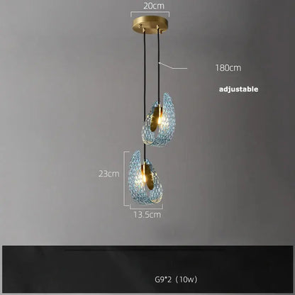 Modern blue queen crystal glass petal chandelier for bedroom