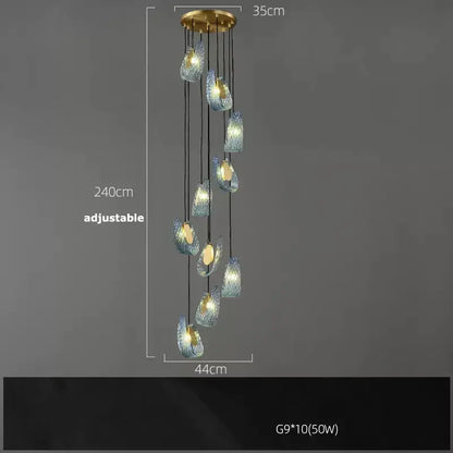 Modern blue queen crystal glass petal chandelier for bedroom