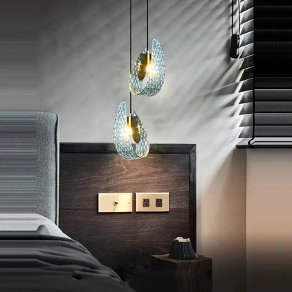 Modern blue queen crystal glass petal chandelier for bedroom