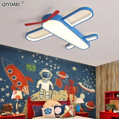 Modern blue & red airplane led lighting fixture bedroom chandelier