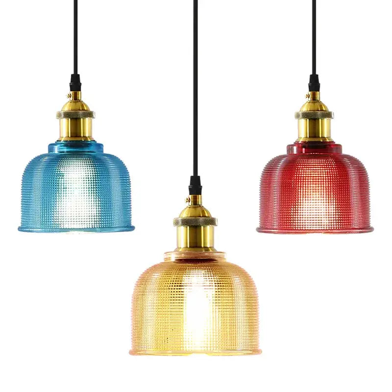 Modern blue red & gold glass led hanging lamp dining room decor
