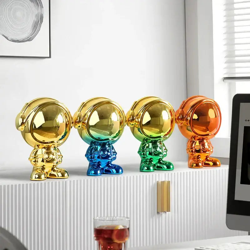 Modern blue & red gradient astronaut statue living room decor