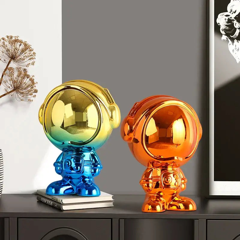 Modern blue & red gradient astronaut statue living room decor