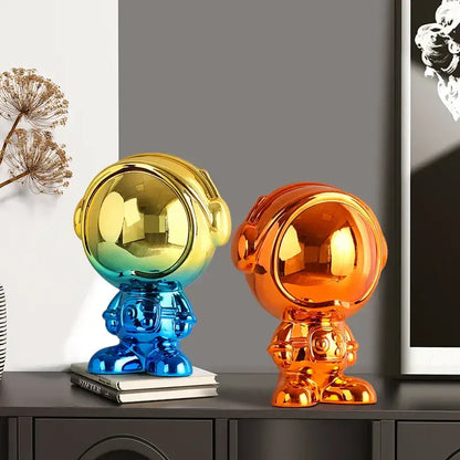 Modern blue & red gradient astronaut statue living room decor