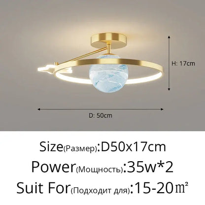 Modern blue star led pendant light bedroom white circular fixture