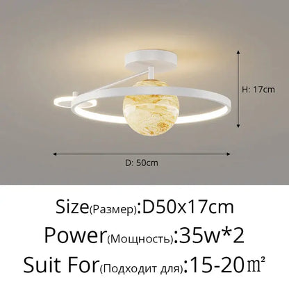 Modern blue star led pendant light bedroom white circular fixture