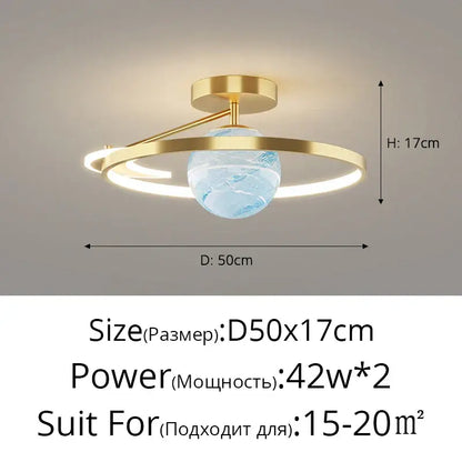 Modern blue star led pendant light bedroom white circular fixture