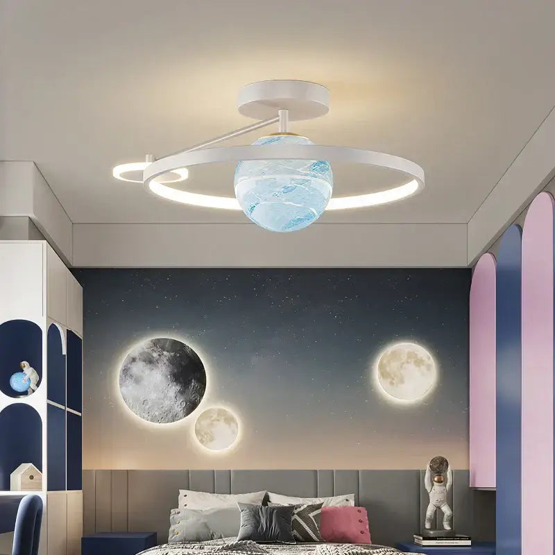 Modern blue star led pendant light bedroom white circular fixture
