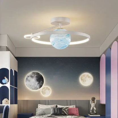 Modern blue star led pendant light bedroom white circular fixture