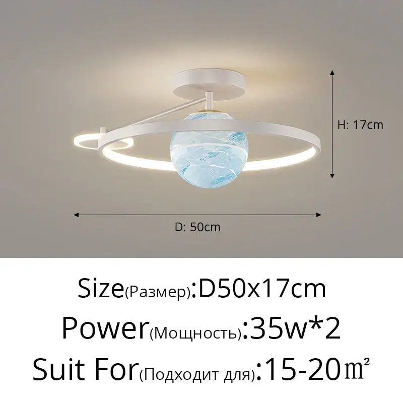 Modern blue star led pendant light bedroom white circular fixture