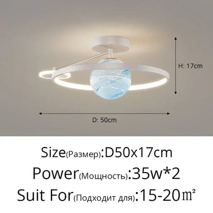 Modern blue star led pendant light bedroom white circular fixture