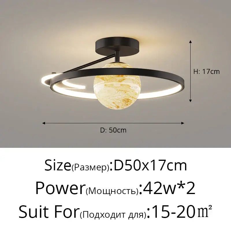 Modern blue star led pendant light bedroom white circular fixture