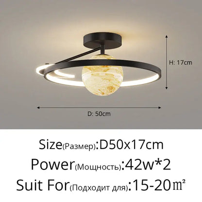 Modern blue star led pendant light bedroom white circular fixture
