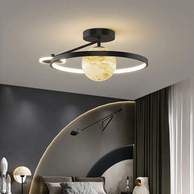 Modern blue star led pendant light bedroom white circular fixture