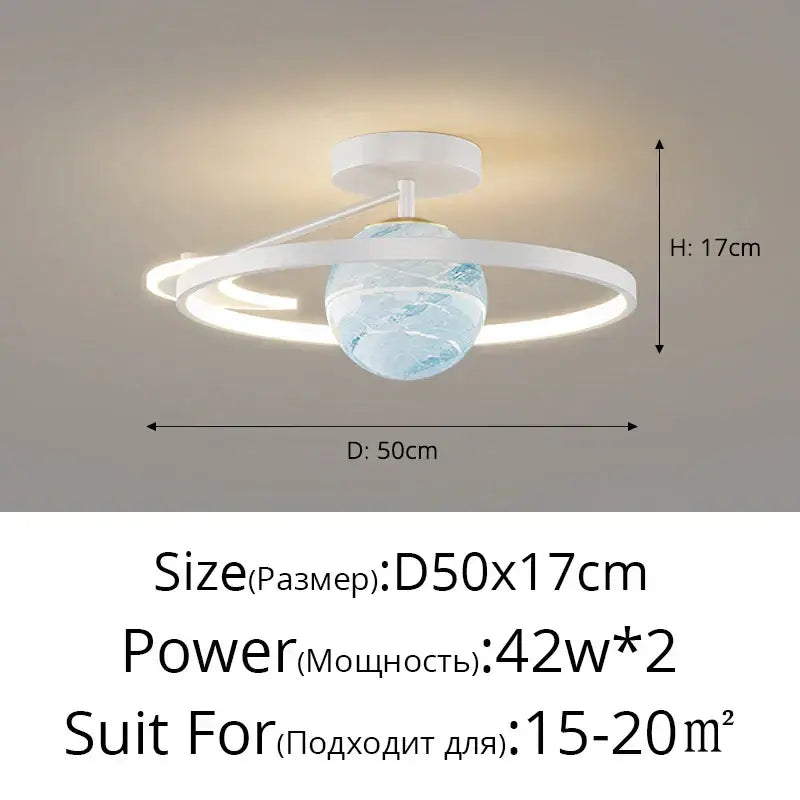 Modern blue star led pendant light bedroom white circular fixture