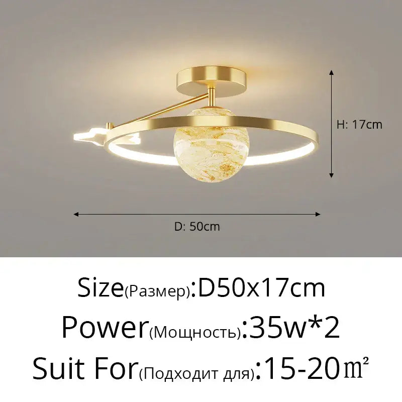 Modern blue star led pendant light bedroom white circular fixture