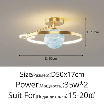 Modern blue star led pendant light bedroom white circular fixture