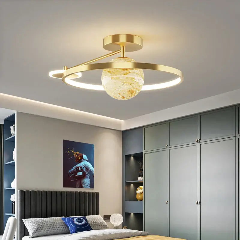 Modern blue star led pendant light bedroom white circular fixture