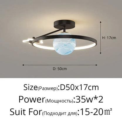Modern blue star led pendant light bedroom white circular fixture