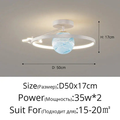 Modern blue star led pendant light bedroom white circular fixture