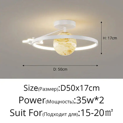 Modern blue star led pendant light bedroom white circular fixture