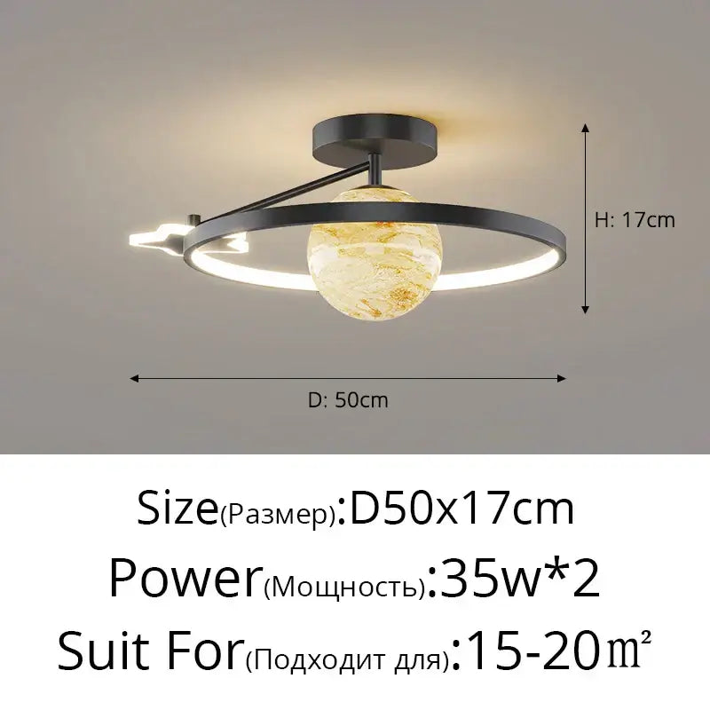 Modern blue star led pendant light bedroom white circular fixture