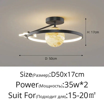 Modern blue star led pendant light bedroom white circular fixture