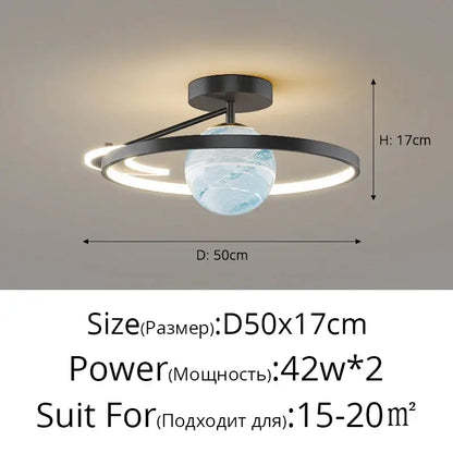 Modern blue star led pendant light bedroom white circular fixture