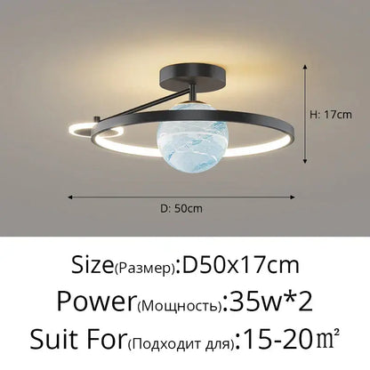 Modern blue star led pendant light bedroom white circular fixture