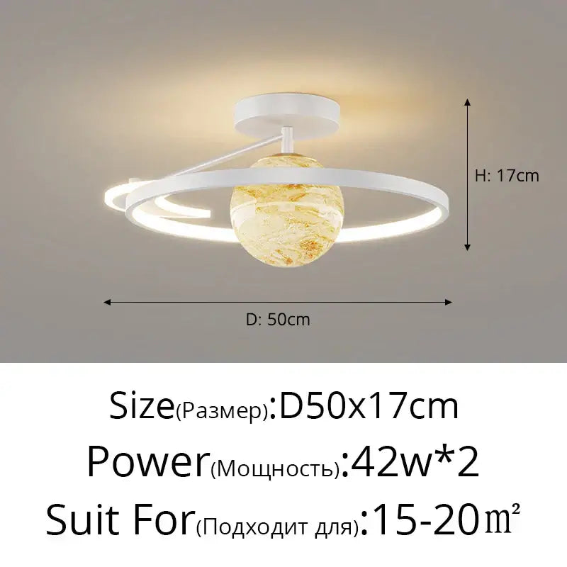 Modern blue star led pendant light bedroom white circular fixture
