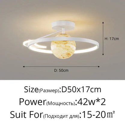 Modern blue star led pendant light bedroom white circular fixture