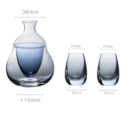 Modern blue tinted glass wine pot ice jug set dining room sake decanter