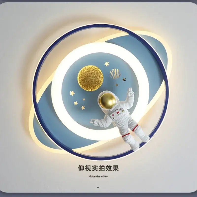Modern blue & white airplane ceiling light bedroom decor